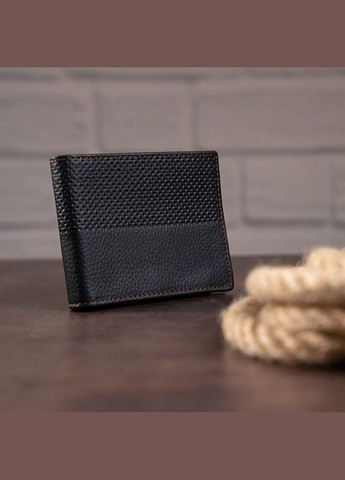 Чоловічий шкіряний гаманець з мереживним тісненням та відділенням на блискавці чорний (sku_14452) No Brand (327820086)