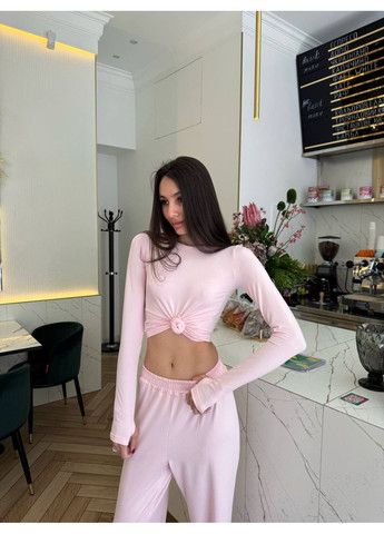 Трендовый женский костюм из натуральной вискозы (лонгслив + штаны) queensleep_7km 1581 (350199197)