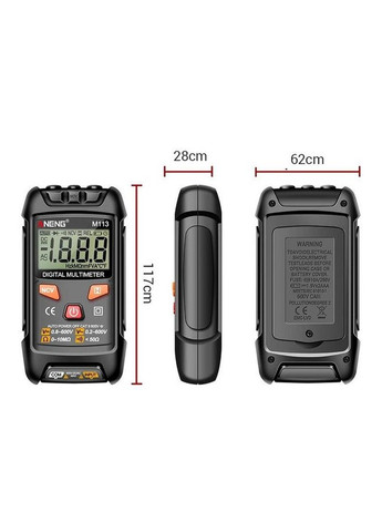 Портативный электронный цифровой мультиметр M113 на 1999 отсчетов Black Aneng (364204187)