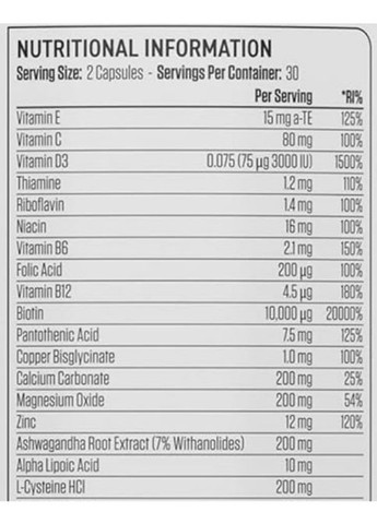 Hair, Skin & Nails 60 Caps Applied Nutrition (295905366)