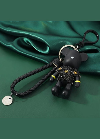 Черный медведь в камнях с плетеным кожаным ремешком No Brand (292260786)
