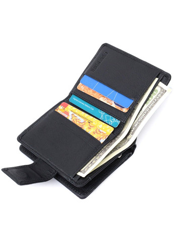 Жіночий гаманець з монетницею та блоком для пропусків із натуральної шкіри 22713 Чорний st leather (297993000)
