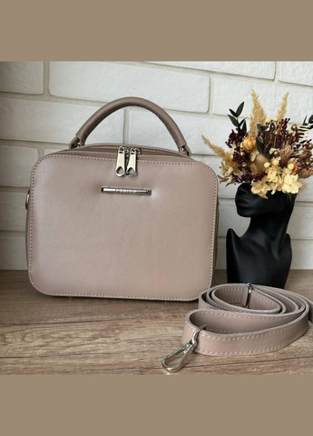 Стильная кожаная мини сумочка клатч с каркасом и плечевым ремнем бежевый (sku_1697Б) No Brand (330576757)