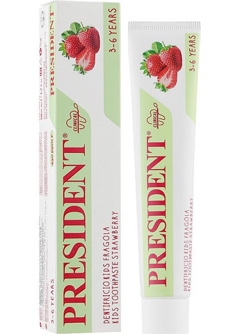 Зубная паста для детей со вкусом клубники с фтором, 3-6 лет 50ml (602367-23386) President (368663925)
