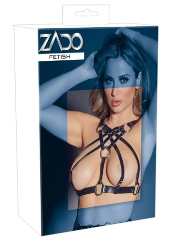 Портупея с декоративными заклепками кожаная Fetish Leren Harnas, черная, S-L Zado (331169769)