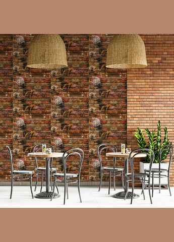 Декоративна 3D панель самоклейка під помаранчеву цеглу графіті 700х770х6мм (025) SW-00000081 Sticker Wall (300372497)