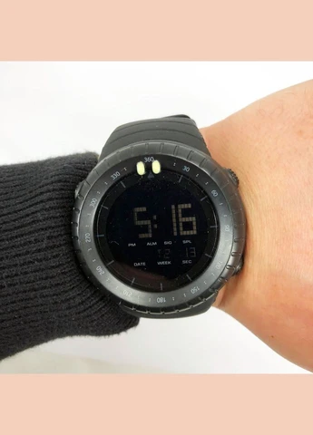 Часы наручные мужские 1992BK BLACK, мужские армейские водостойкие тактические часы. Цвет: черный Skmei (381219631)