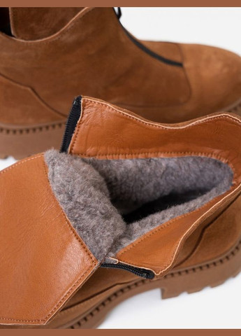 Зимние коричневые замшевые ботинки с передней молнией ISSA PLUS из натуральной замши