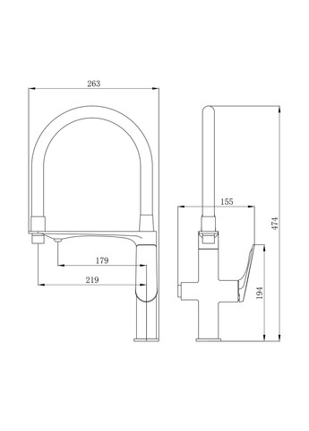 Змішувач для кухні Vlasta New з гнучким виливом з підключенням для питної води QTVLA364CRM45648 Chrome Qtap (323485681)