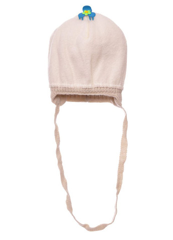 Шапка с завязками на флисе со смайликом бежевая 1м+ (51768) BABYKROHA (369133971)