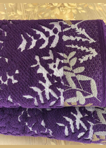 Катруся полотенце махровое 50х90 жаккардовое лесная сказка однотонный фиолетовый производство - Украина