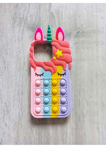 Чохол Pop it для iPhone 13 pro Єдиноріг силіконовий Попіт райдужний Xiaomi (360897026)