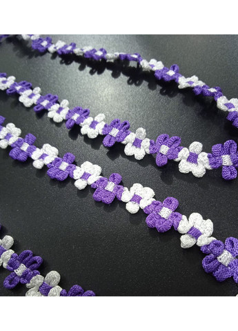 Тесьма цветочная бело-сиреневая No Brand (372531609)