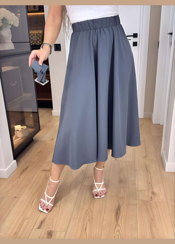 Спідниця +пояс жіноча довга міді 42-56 графіт (темно-сірий) No Brand (332770562)