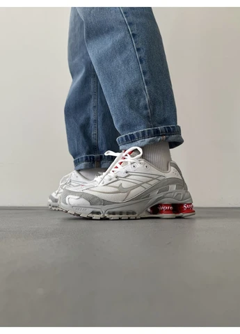 Белые демисезонные кроссовки мужские nike supreme shox ride 2 grey/white найк шокс райд 2 белые No Brand