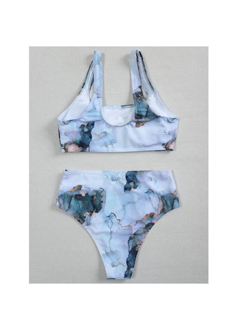 Комбінований літній роздільний купальник із якісного швидковисихного еластану із вкладками. роздільний купальник з абстрактним принтом China