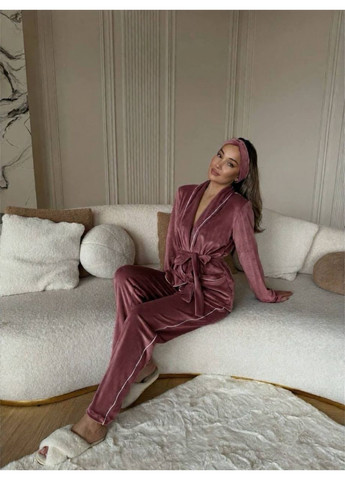 Бежева всесезон піжама жіноча велюрова кофта + брюки Style Point