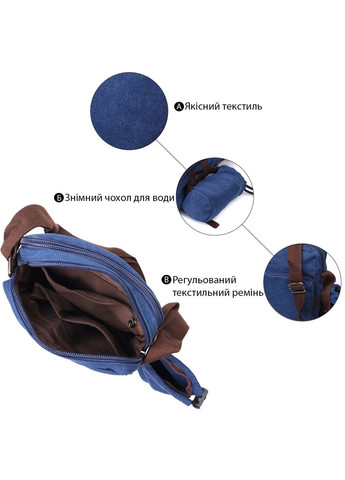 Чоловіча текстильна сумка з чохлом для води 22211 Синій Vintage (329146651)