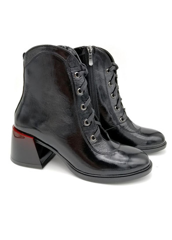 Осенние лаковые женские ботинки на каблуках 6 см. Fashion