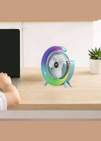 Вентилятор портативный настольный с цветной LED подстветкой RGB на аккумуляторе + USB Po Fanu (328265863)