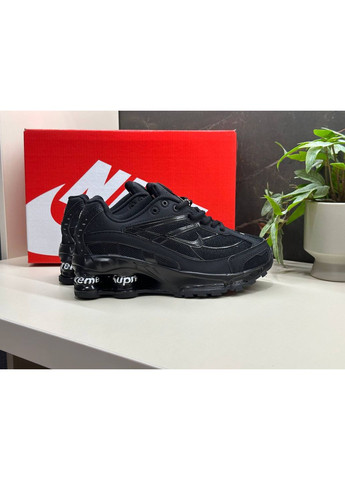 Черные демисезонные кроссовки мужские nike shox ride 2 supreme black white найк шокс No Brand