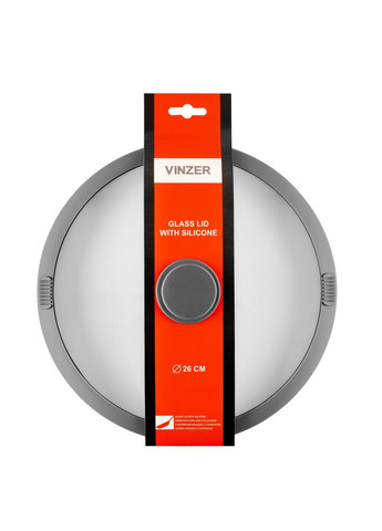 Крышка стеклянная с силиконом ободком 26 см (50251) Vinzer (334004596)