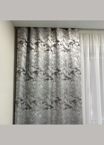 Стильні жакардові штори з мармуровим дизайном 150х270 см 2 шт бежево графітовий колір No Brand (315598228)