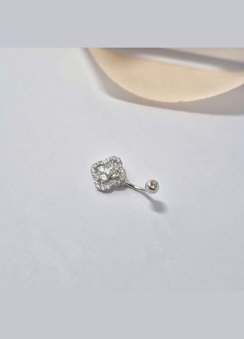 Срібний пірсинг в пупок Квітка в Білих Каменях срібло 925 проби Родоване 600840р 1.50г No Brand (315724799)