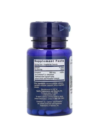 Chromium with Crominex 3+ 500 mcg 60 капсул Life Extension (387023633)