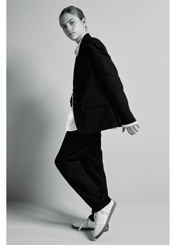 Темно-синие классические, кэжуал демисезонные брюки прямые H&M