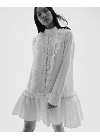 Кремовое кэжуал платье клеш, а-силуэт H&M однотонное