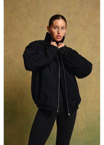 Бомбер жіночий вельветовий з еко пухом — чорний, бежевий (універсальний розмір) DK/DL Мода без кордонів на блискавці (366447257)