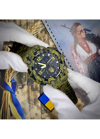 Часы наручные Тризуб золото камуфляжные для мужчин кварцевый будильник с секундомером ProDobro (367265043)