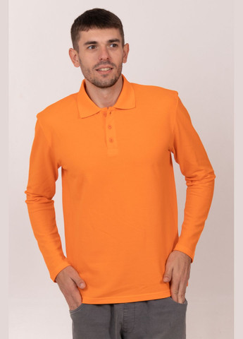 Оранжевая рубашка поло мужская с длинным рукавом TvoePolo
