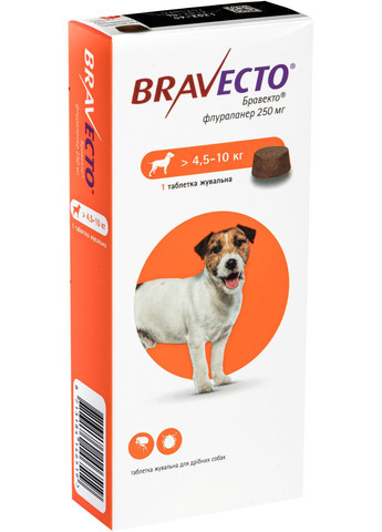 Жевательная таблетка (Бравекто) от блох и клещей для собак 4.510 кг (8713184146519) Bravecto (279572544)