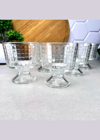 Набор стеклянных креманок на ножке 6 шт Рифлённые No Brand (308361002)