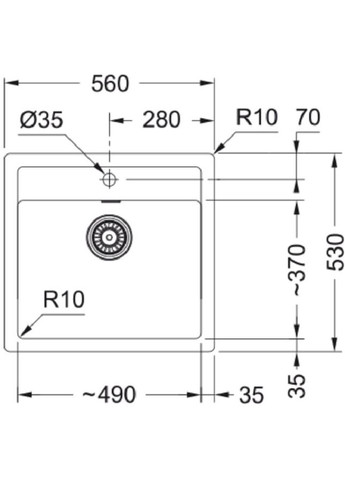 Мийка кухонна Sirius тектонайт, прямокут., без крила, 560х530х200мм, чаша - 1, врізна, чорний FRANKE (330028827)