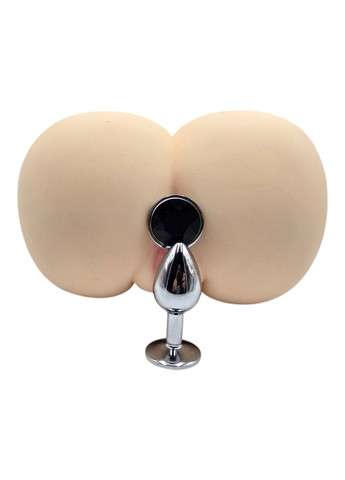 Анальная пробка с камнем металлическая для начинающих цвет камня черный Размер S China (322424089)