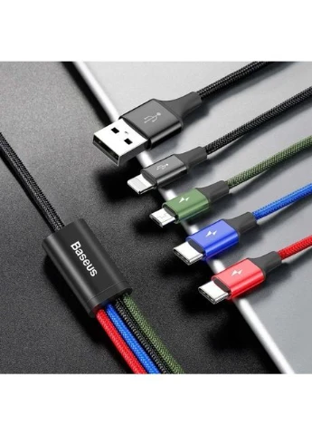 Кабель Fast 4-in-1 Cable 4 в 1 USB 3.5 А 1.2 м в нейлоновой оплетке черный Baseus (401873457)