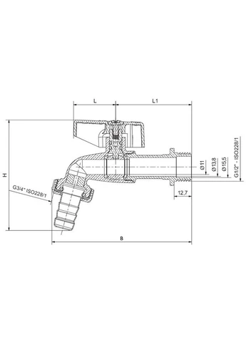 Садовый кран R363-050 1/2" с резьбовым соединением, ручка "бабочка" красная, для водоснабжения (RO0240) Roho (398853311)