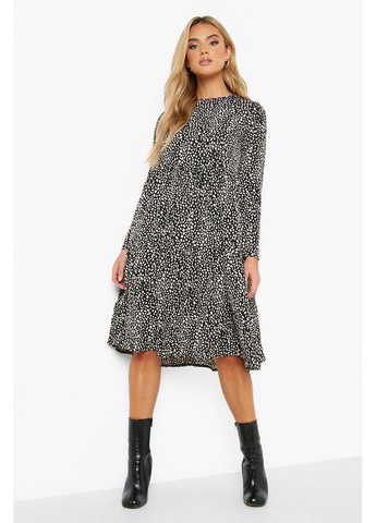 Черное повседневный платье Boohoo в горошек