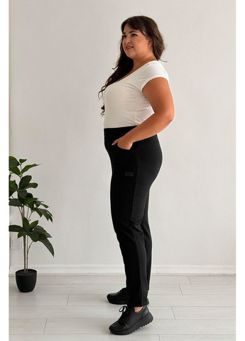 Брюки батал трикотажные с карманами без застежек No Brand 1269-1 (356885921)