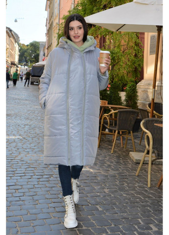 Серая удлиненная теплая куртка для беременных 2 в 1 зимняя серого цвета Dianora