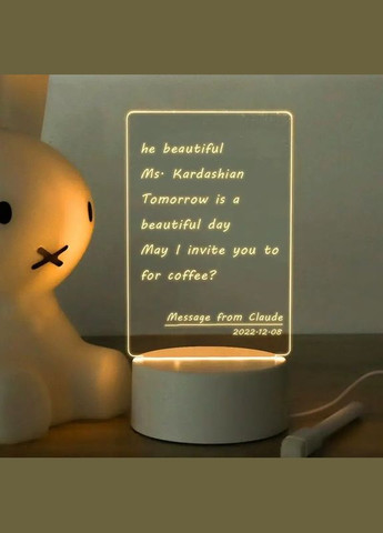 Светильник-ночник, планер, маркер для записей, на подставке с LED-подсветкой No Brand (308390412)