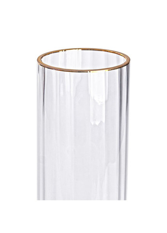 Цветочная ваза Sandera стеклянная 25 см, прозрачная с золотым ободком Yiwu (322198937)