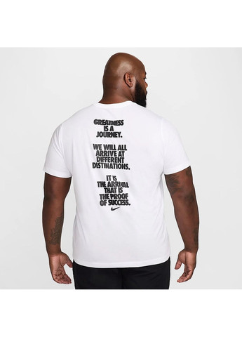 Біла футболка чоловіча dri-fit tee verbiage white Nike