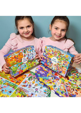 Дитячий віммельпазл "Розпорядок дня" 300619, 100 елементів DoDo Toys (364630942)