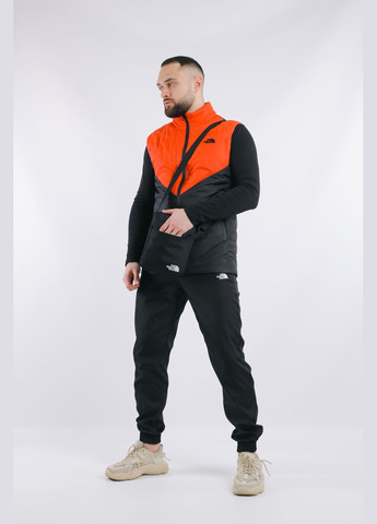 Оранжевый демисезонный комплект мужской "clip": жилетка оранжево-черная + штаны "president" черные. барсетка в подарок! No Brand