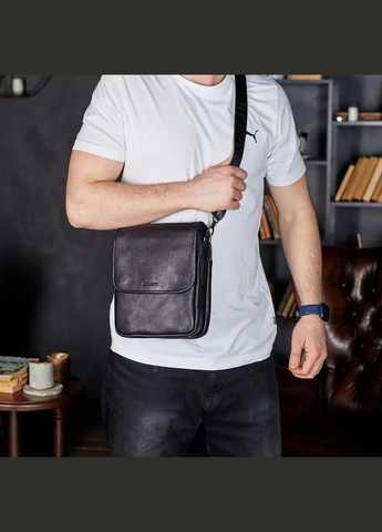 Сумка с клапаном через плече шкіряна чорна TD-20033 Tiding Bag (359380758)