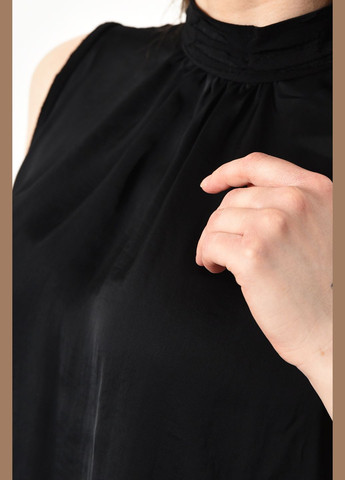 Чорна блуза жіноча без рукавів чорного кольору з баскою Let's Shop